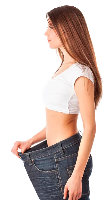 Ilustración de pérdida de peso, mujer con pantalón holgado
